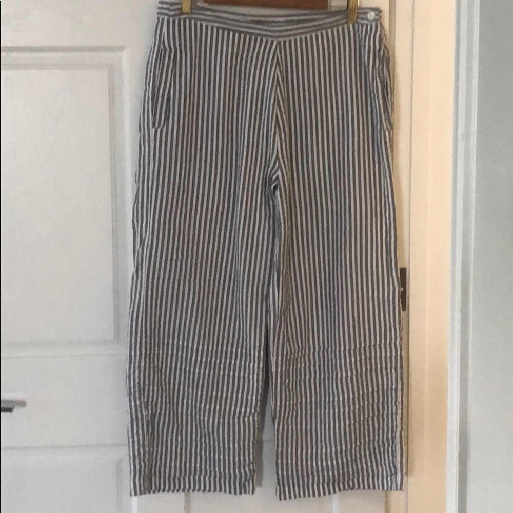 Grey and white striped pants